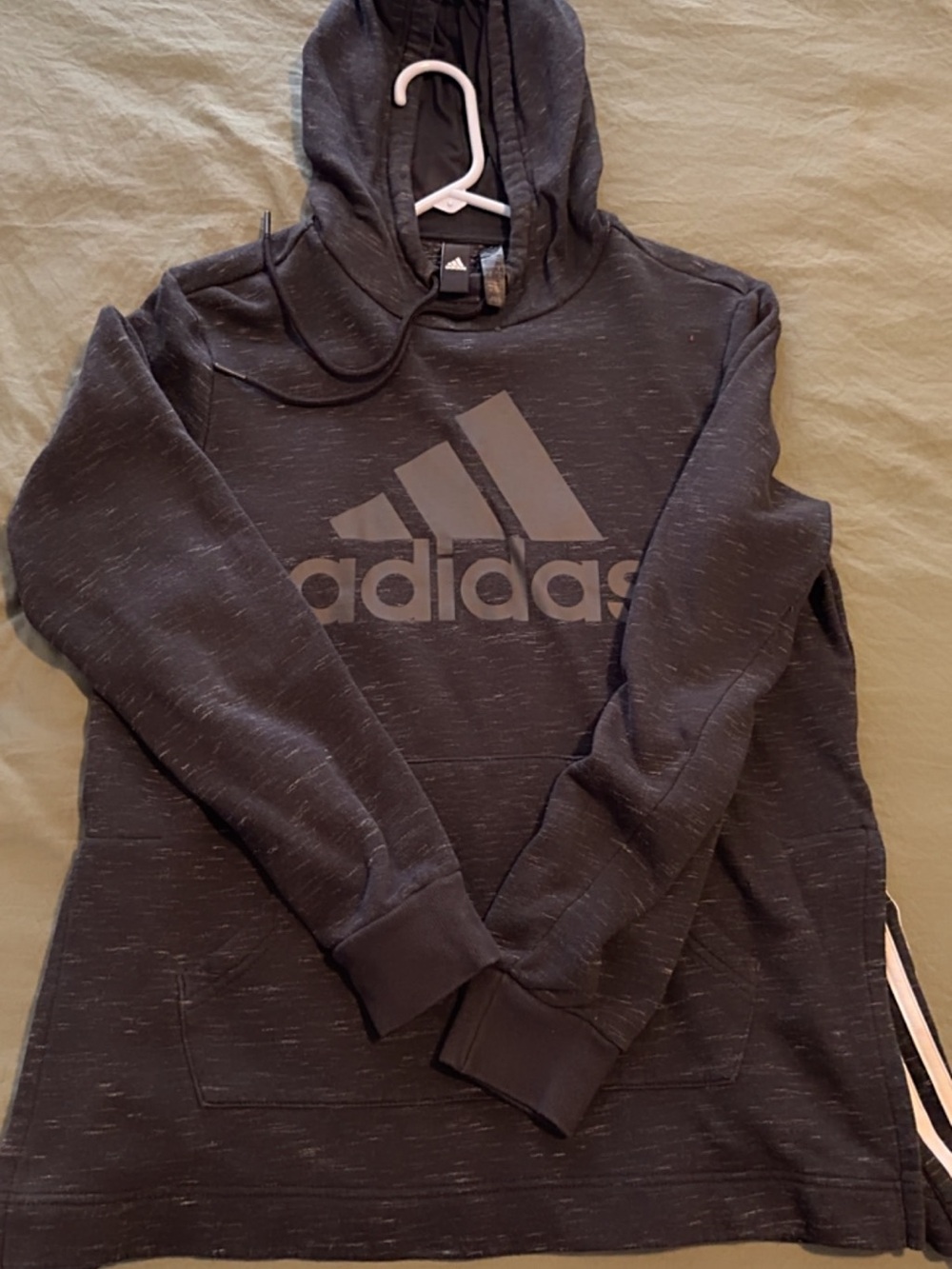 adidas Dark Gray Heather Logo Hooded Pullover